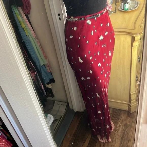 🌹 VINTAGE BETSEY JOHNSON ROSES MERMAID MAXI SKIRT 00 0 2 XXS XS S P - Picture 2 of 10